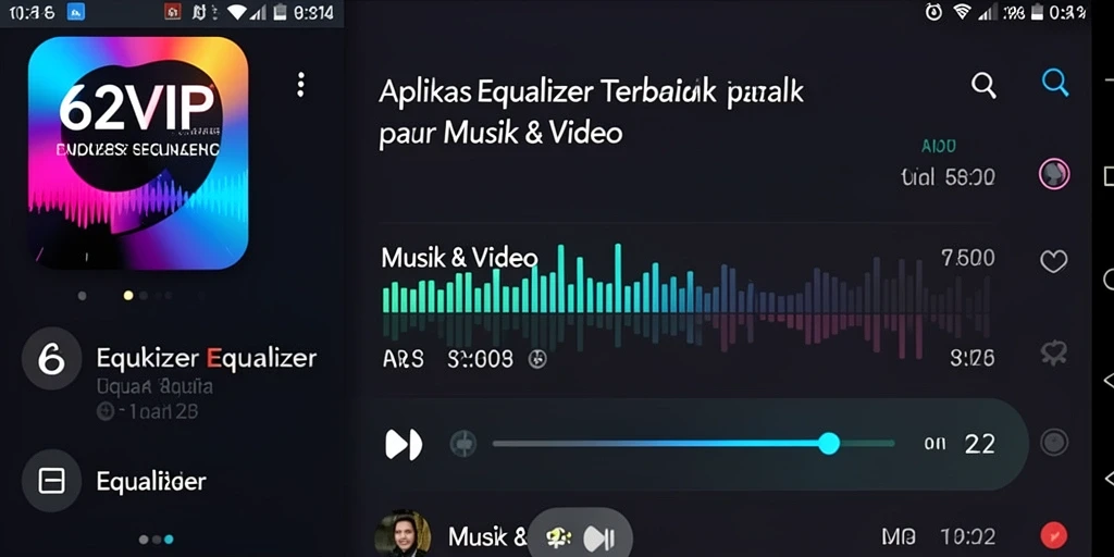 Tampilan antarmuka aplikasi Equalizer 62VIP yang modern dan interaktif.