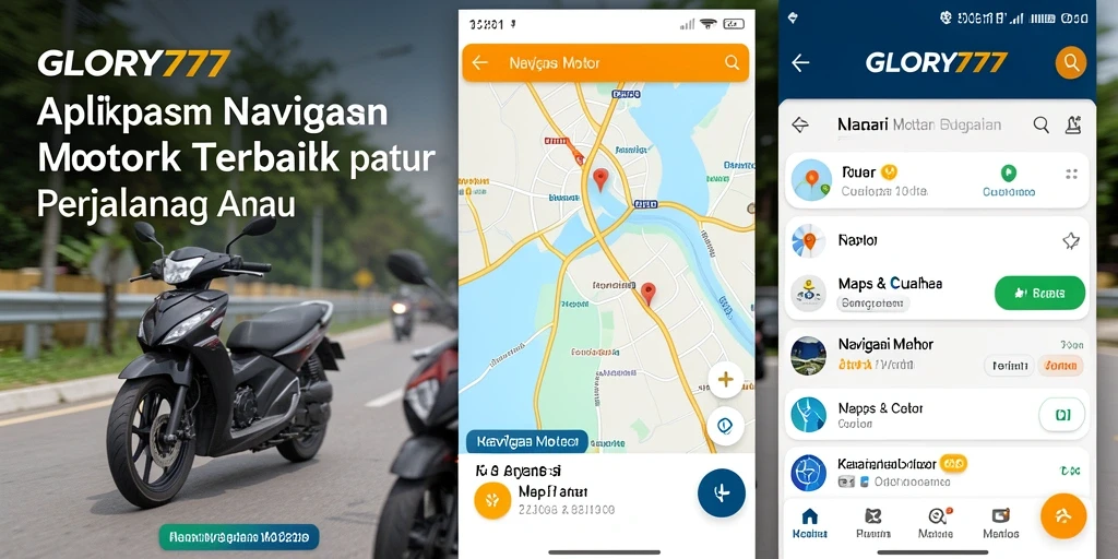 Screenshot aplikasi GLORY777 yang menunjukkan fitur Navigasi Motor.