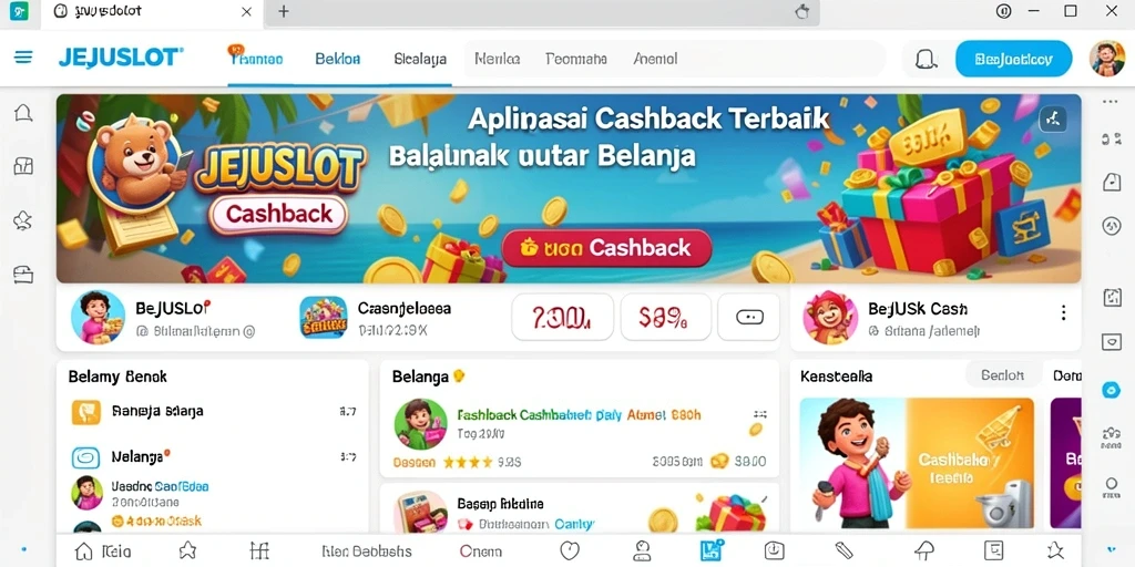 Antarmuka aplikasi JEJUSLOT yang menarik dan mudah digunakan untuk cashback.