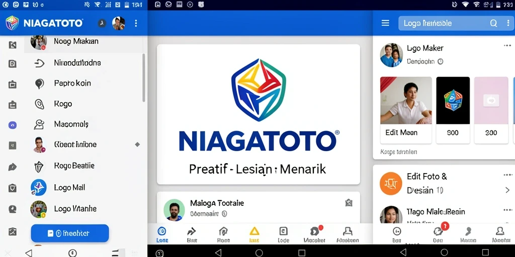 Antarmuka NIAGATOTO yang ramah pengguna untuk membuat logo.