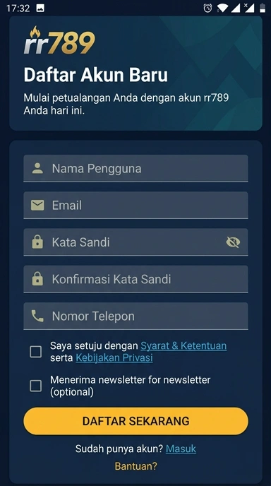 Tampilan halaman daftar rr789