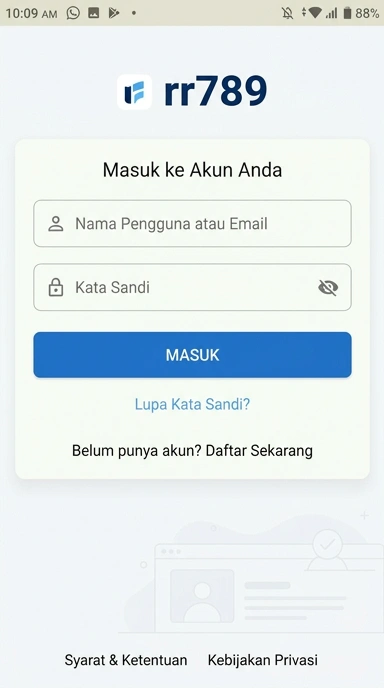 Tampilan halaman login rr789